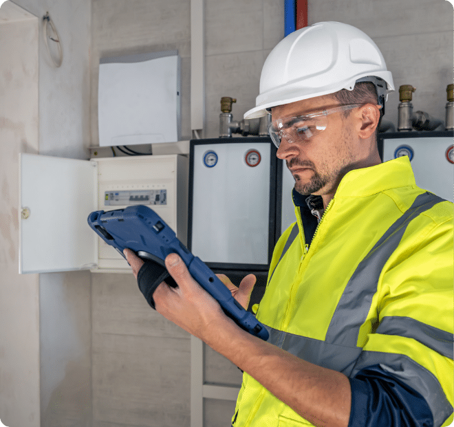 Energy saving expert checking fuses.